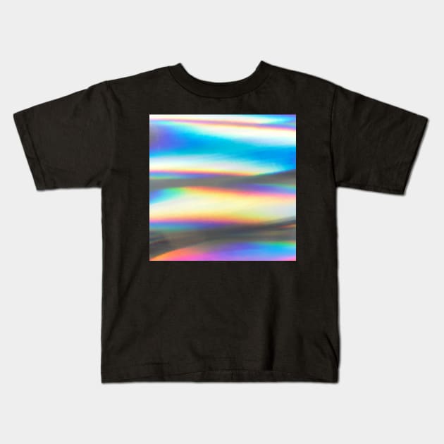 Rainbow Hologram Wave Kids T-Shirt by softbluehum